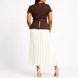 COMBO PLEATED DRESS