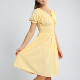 LADIES ALORA BUTTER V NECK SMOCKED DRESS