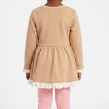 GIRLS TRB STONE WHITE FLEECE COLOUR BLOCK DRESS