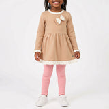 GIRLS TRB STONE WHITE FLEECE COLOUR BLOCK DRESS