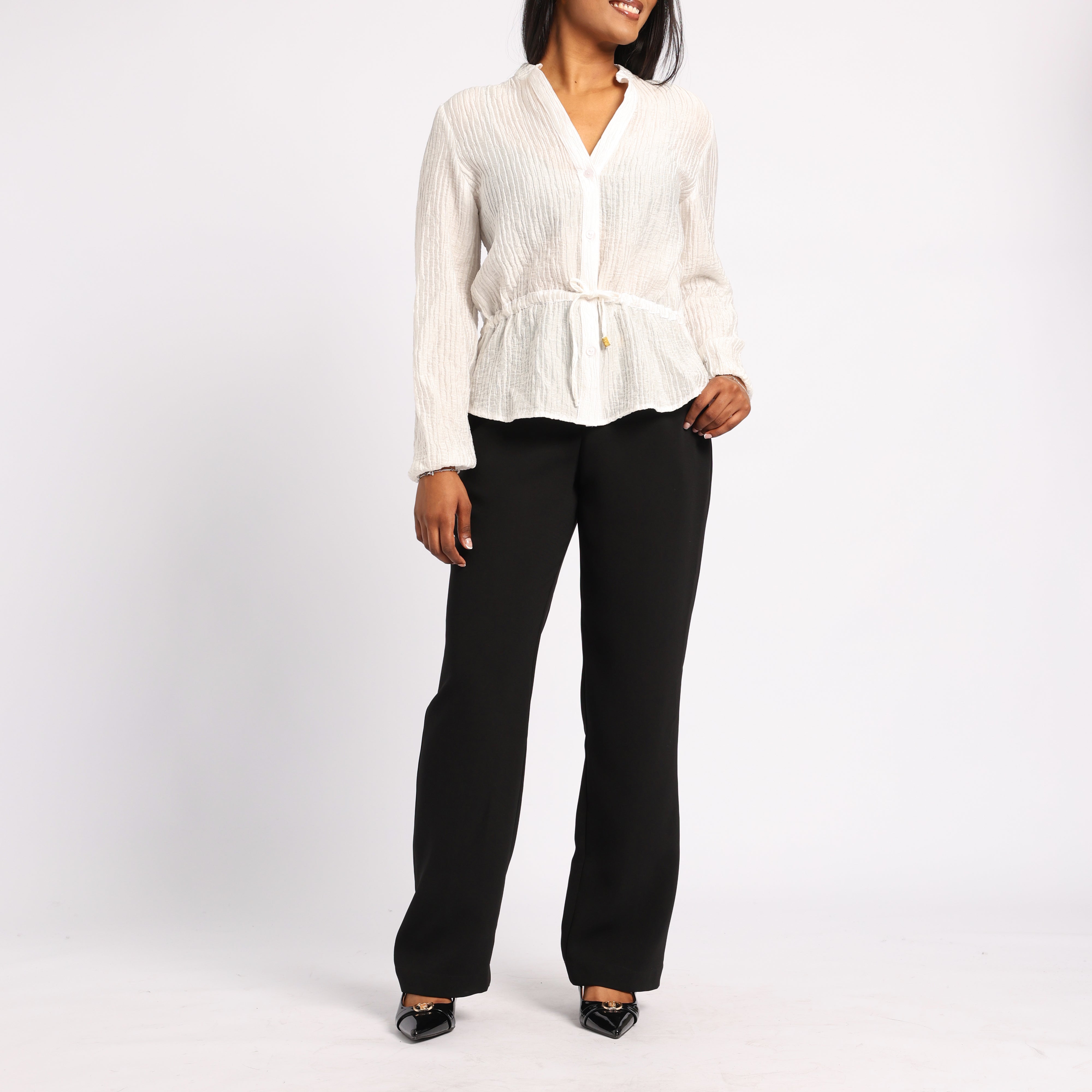 WHITE PEPLUM SHIRT