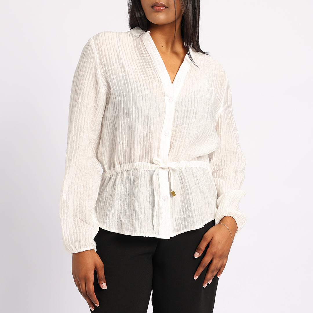 WHITE PEPLUM SHIRT