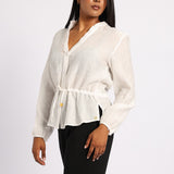 WHITE PEPLUM SHIRT