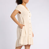 TIERED DRESS WITH BUTTON DETAIL