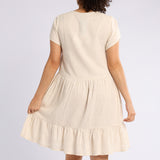 TIERED DRESS WITH BUTTON DETAIL