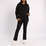 BLACK LONG SLEEVE SWEATER WITH KANGAROO POCKETS