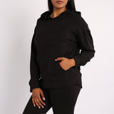BLACK LONG SLEEVE SWEATER WITH KANGAROO POCKETS