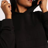BLACK LONG SLEEVE SWEATER WITH KANGAROO POCKETS