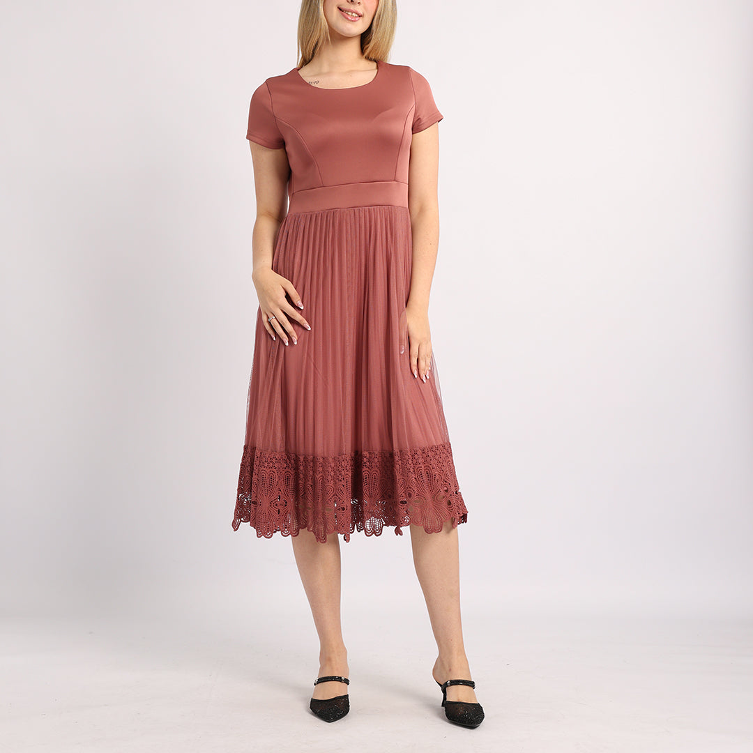PLEATED MESH DRESS