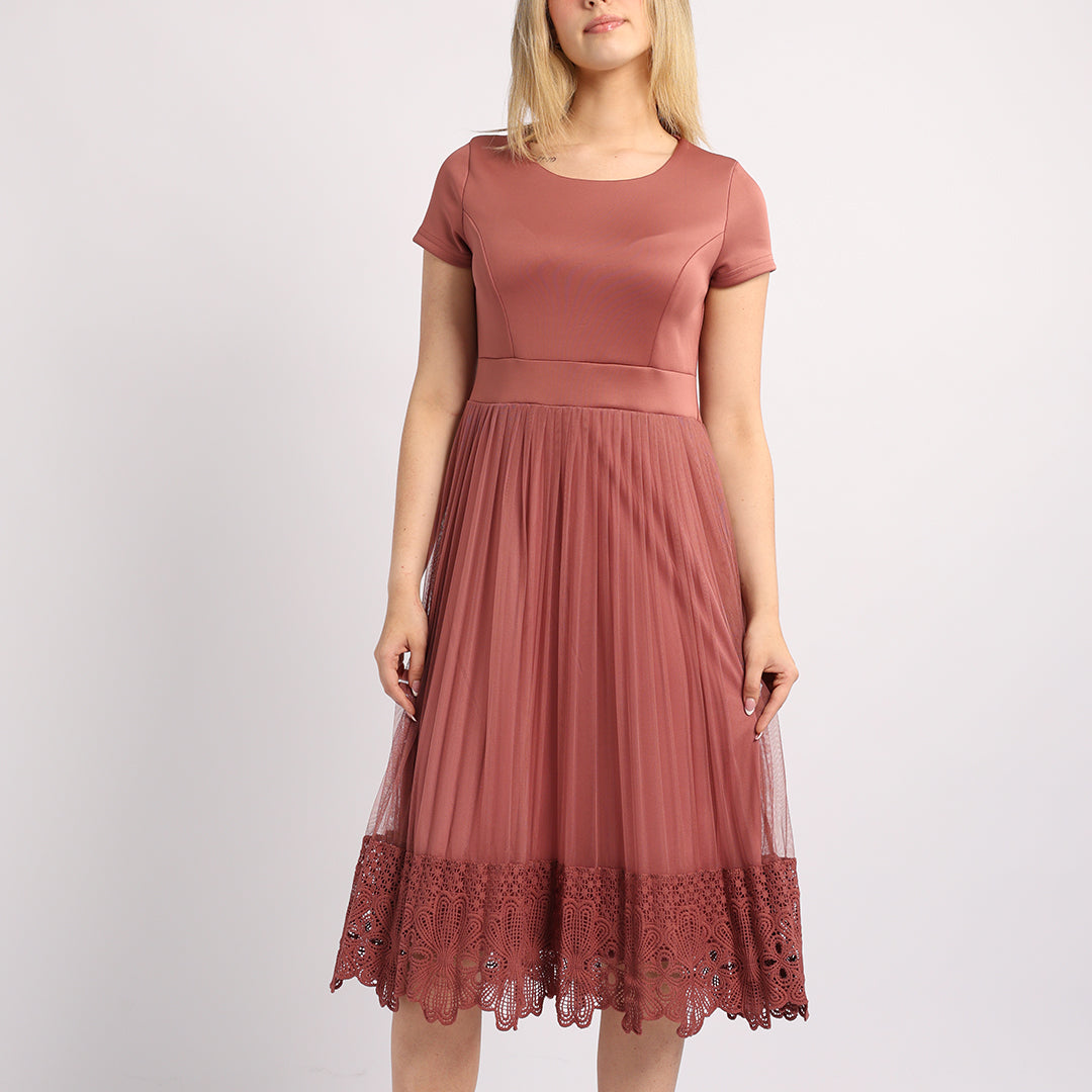 PLEATED MESH DRESS