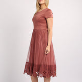 PLEATED MESH DRESS