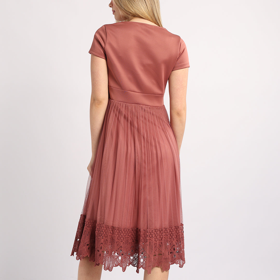 PLEATED MESH DRESS