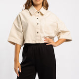 DENIM LONG SLEEVE CROP SHACKET