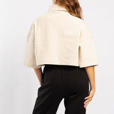 DENIM LONG SLEEVE CROP SHACKET