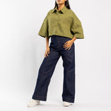 DENIM LONG SLEEVE CROP SHACKET