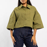 DENIM LONG SLEEVE CROP SHACKET