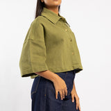 DENIM LONG SLEEVE CROP SHACKET