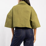 DENIM LONG SLEEVE CROP SHACKET