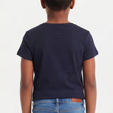 GIRLS NAVY PRINTED SHORT SLEEVE TOP