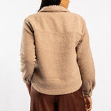 KHAKI LONG SLEEVE SHERPA JACKET