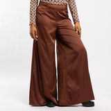 BROWN SATIN WIDE LEG PANT