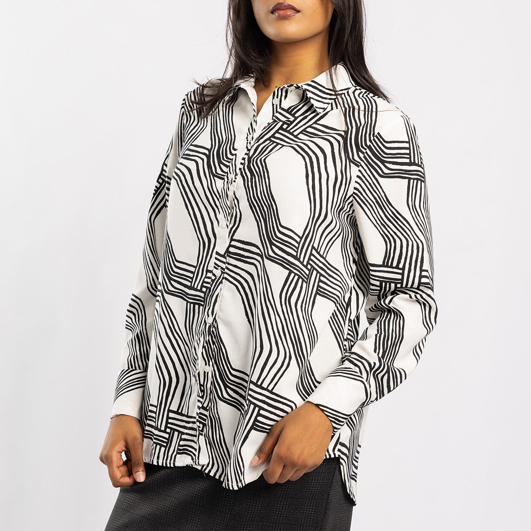 BLACK/WHITE LONG SLEEVE SHIRT