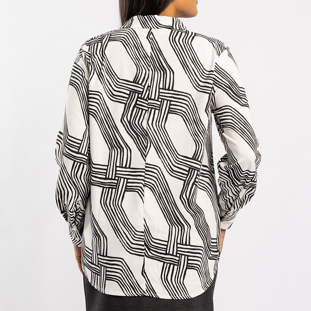 BLACK/WHITE LONG SLEEVE SHIRT
