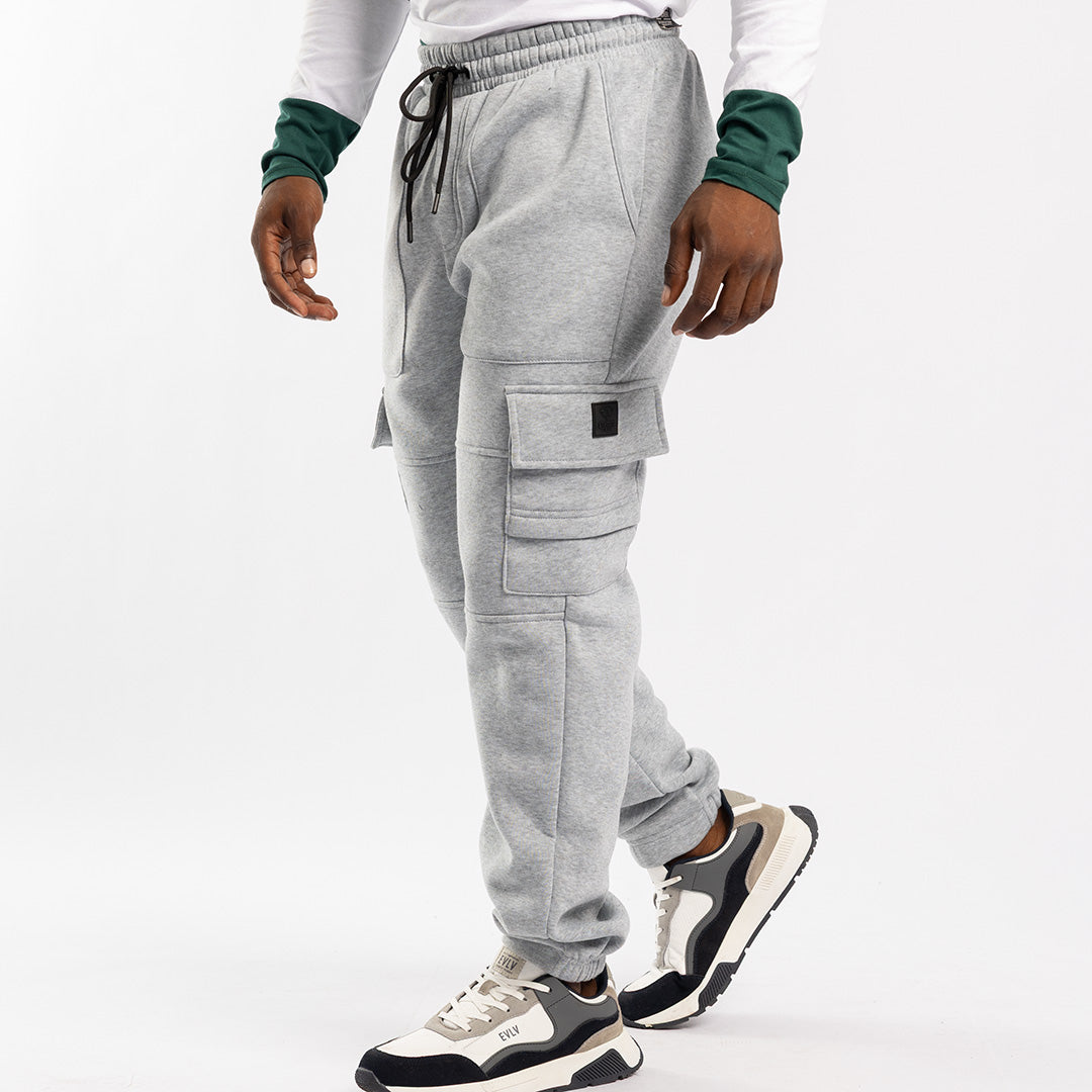 LT.GREY BRUSHED FLEECE UTILITY JOGGER