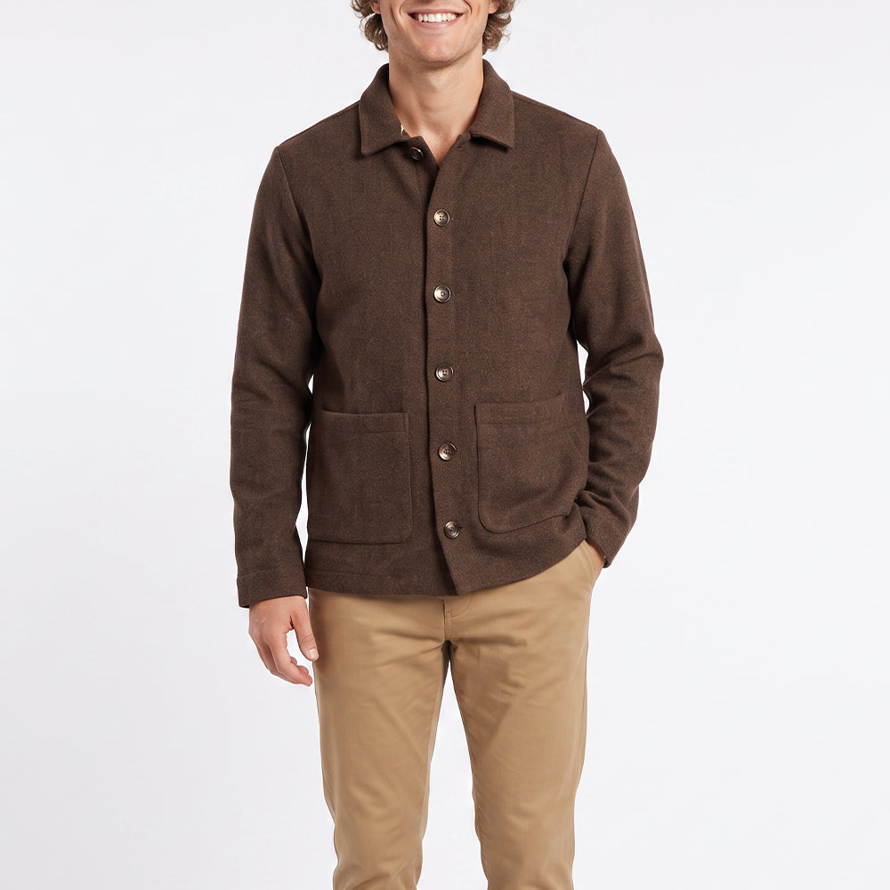 MENS ZAFF CHOC MELANG  SHACKET WITH BUTTONS