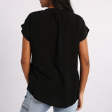LADIES ALORA BLACK PLAIN VISCOSE BLOUSE