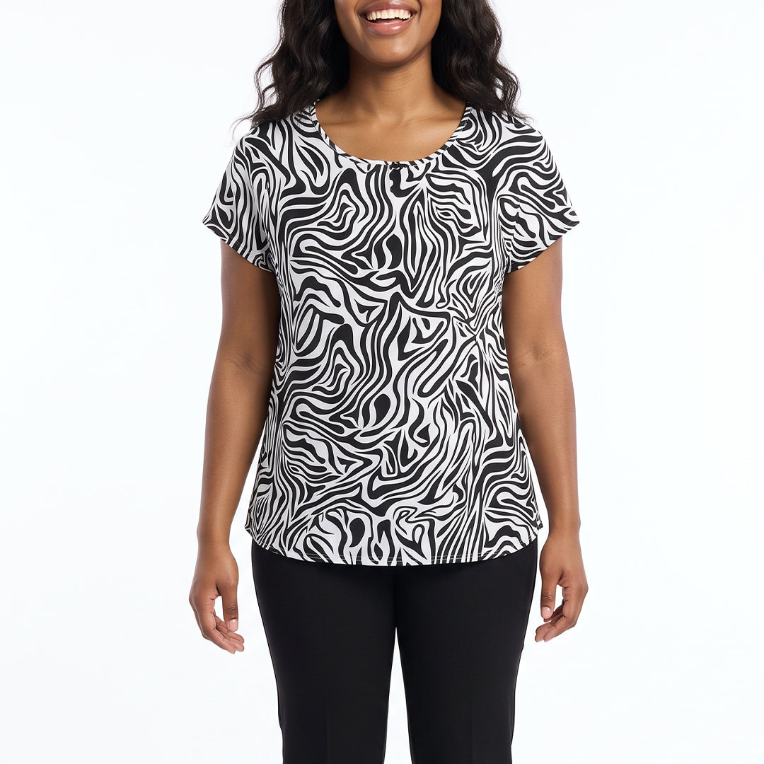LADIES ALORA BLACK PLAIN VISCOSE BLOUSE