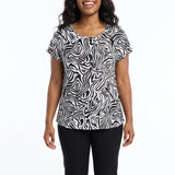 LADIES ALORA BLACK PLAIN VISCOSE BLOUSE