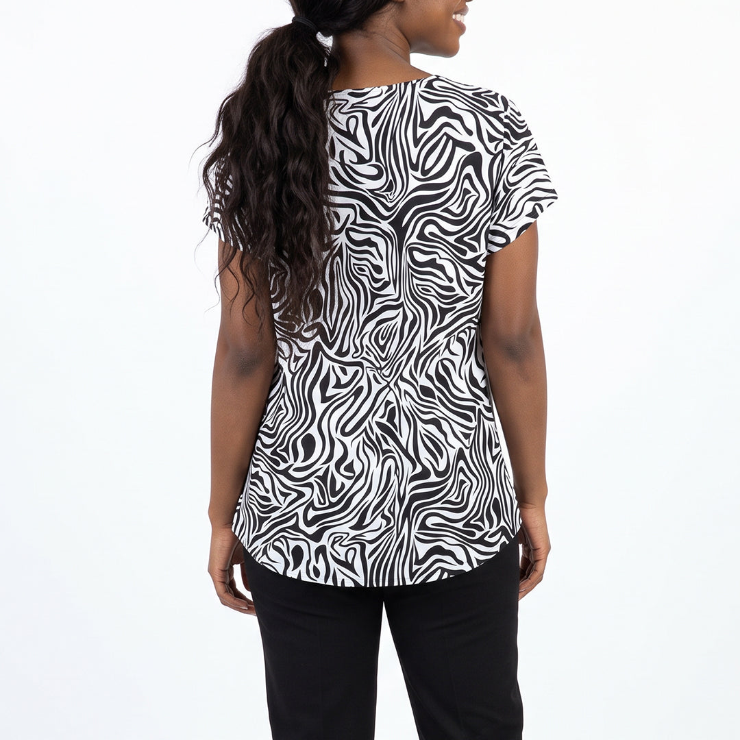 LADIES ALORA BLACK PLAIN VISCOSE BLOUSE