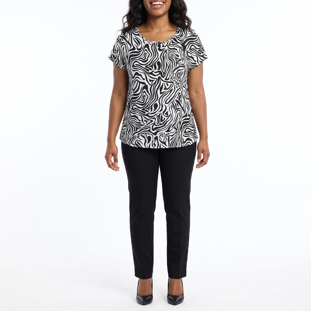 LADIES ALORA BLACK PLAIN VISCOSE BLOUSE