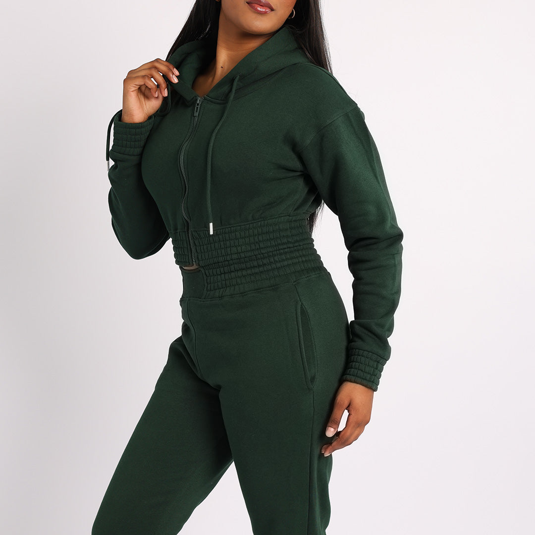 GREEN LONG SLEEVE CROP JACKET