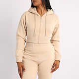 OATMEAL LONG SLEEVE CROP JACKET