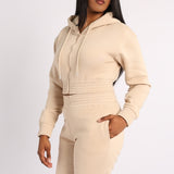 OATMEAL LONG SLEEVE CROP JACKET