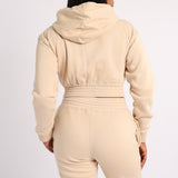 OATMEAL LONG SLEEVE CROP JACKET