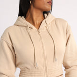 OATMEAL LONG SLEEVE CROP JACKET