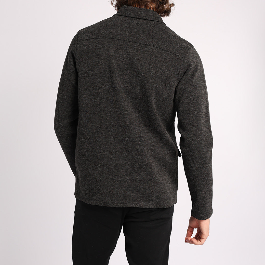 BLACK MELTON SHACKET (ASYMETRIC POCKET)