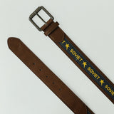 CHOC/NAVY PU BELT (JACQUARD BRANDING)