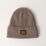 TAUPE TURN UP RIBBED BEANIE (LINED INNER)