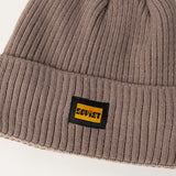 TAUPE TURN UP RIBBED BEANIE (LINED INNER)