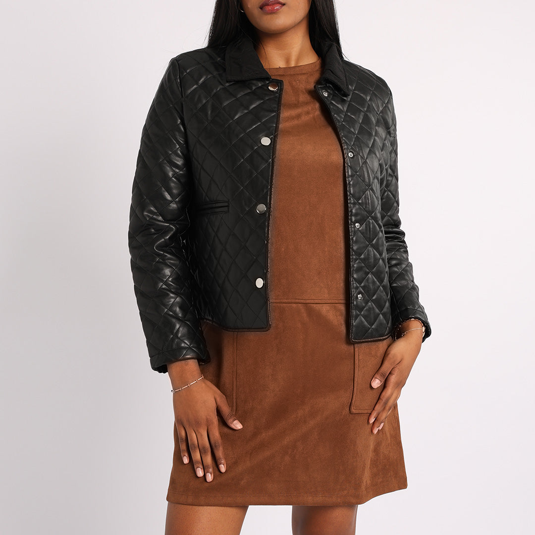 BLACK LONG SLEEVE PU JACKET