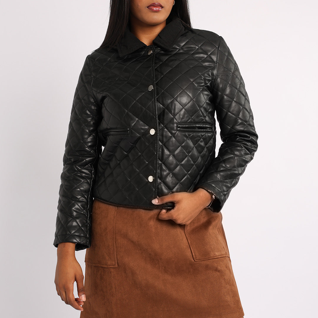 BLACK LONG SLEEVE PU JACKET