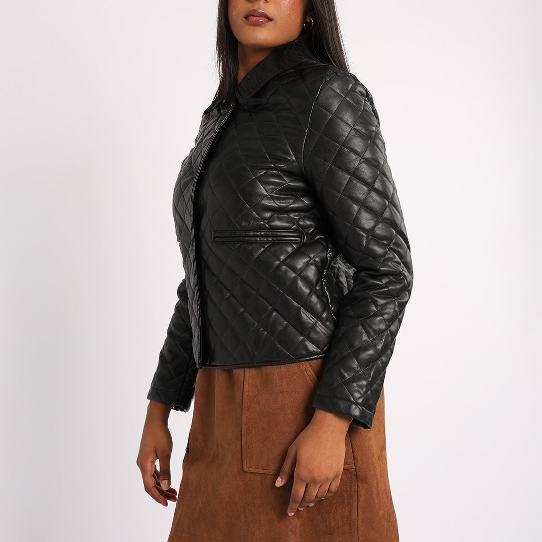 BLACK LONG SLEEVE PU JACKET