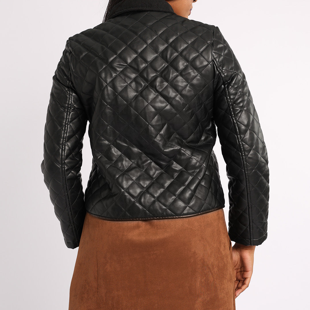 BLACK LONG SLEEVE PU JACKET