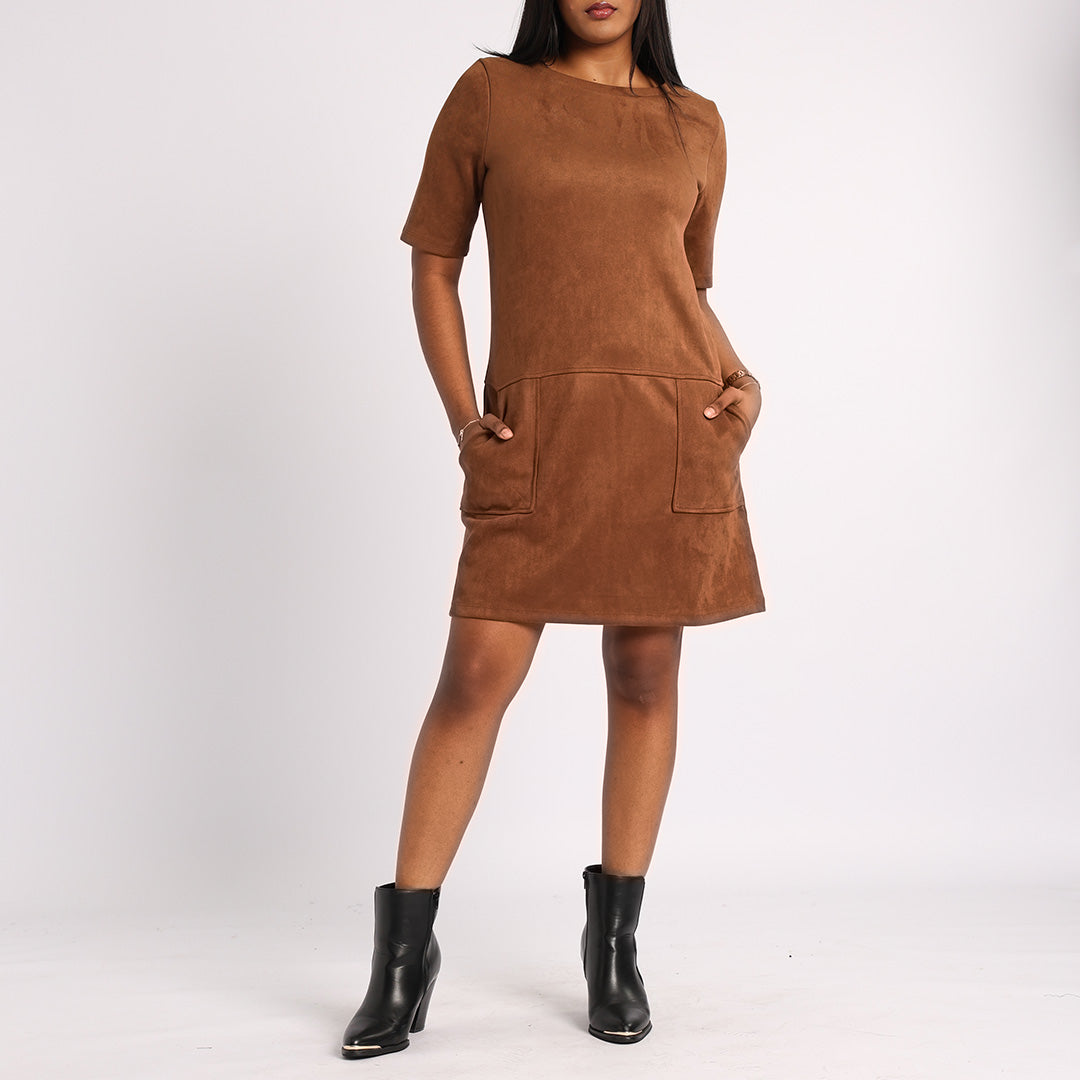 CHOC SUEDE SHORT SLEEVE DRESS