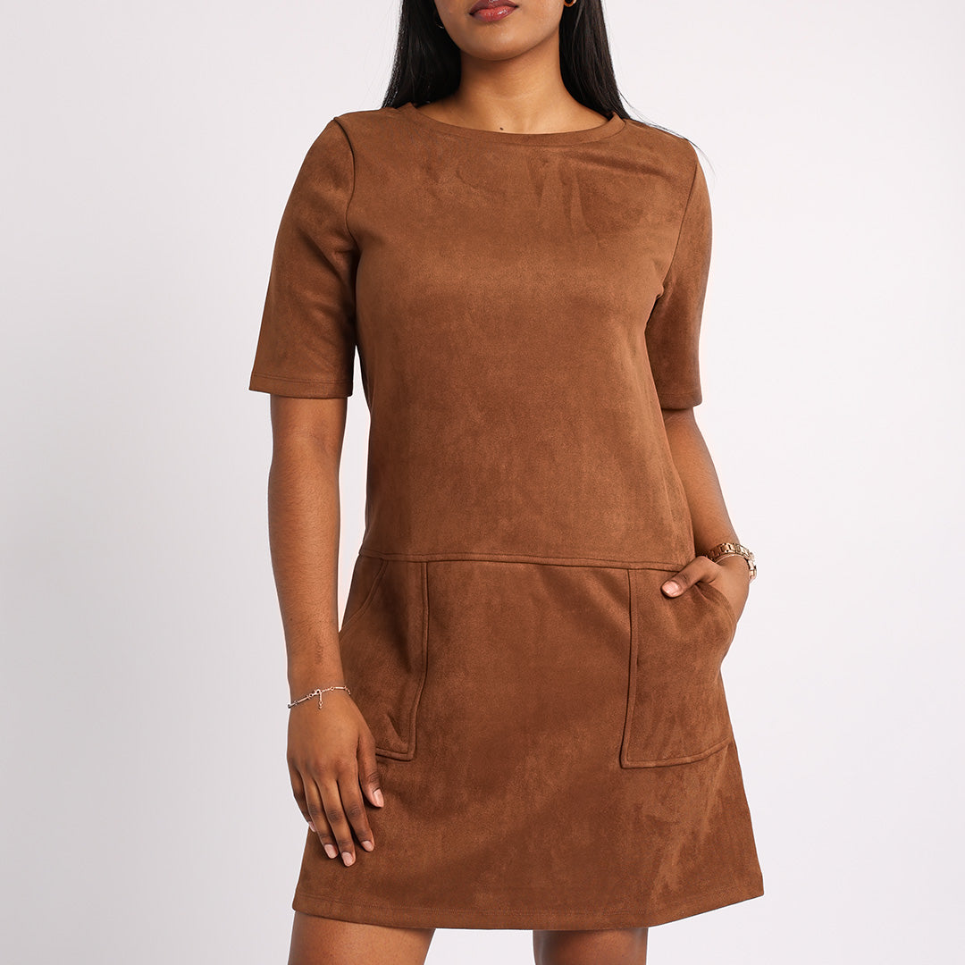 CHOC SUEDE SHORT SLEEVE DRESS