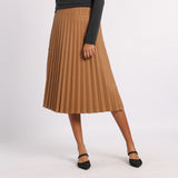 BROWN PU PLEATED SKIRT